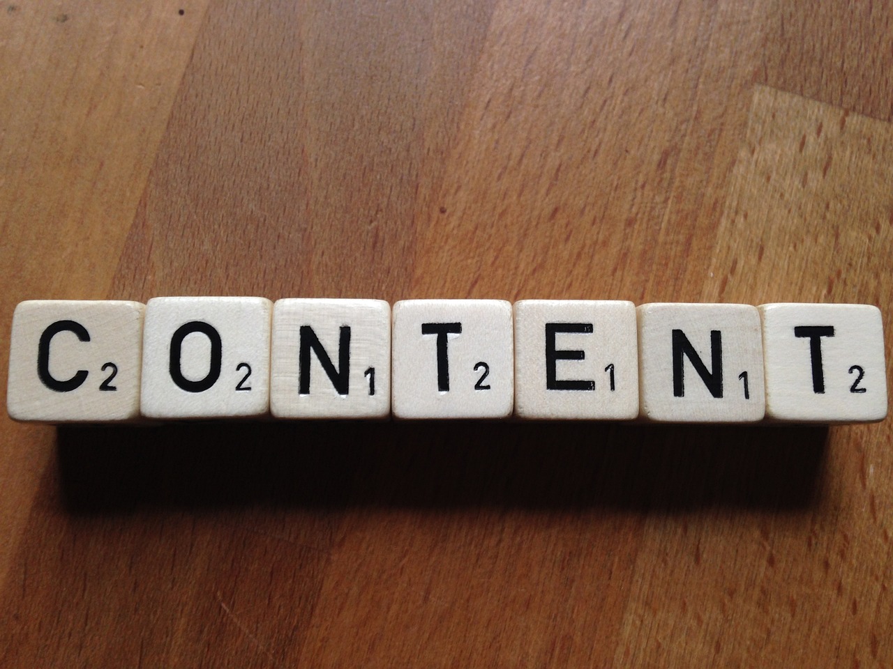 scrabble tiles that spell the word content